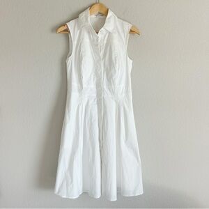 Ann Taylor LOFT Shirt Dress Sleeveless Button Front Sheath White Cotton 4